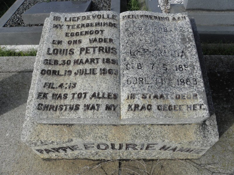 FOURIE Louis Petrus 1891-1963 &amp; Gertruida 1893-1988