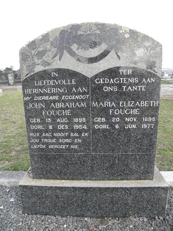 FOUCHÉ John Abraham 1898-1954 &amp; Maria Elizabeth 1898-1977