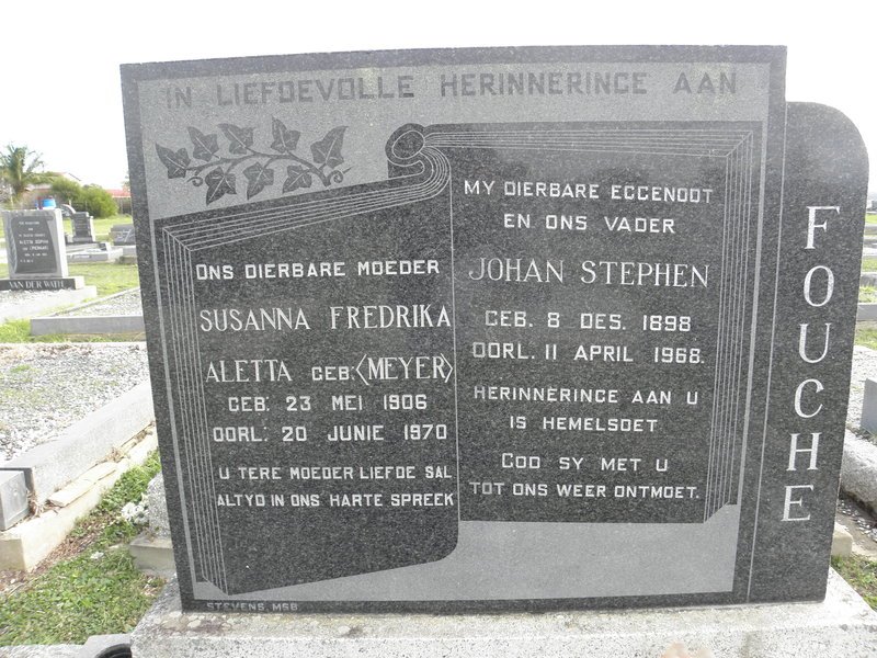 FOUCHE Johan Stephen 1898-1968 &amp; Susanna Fredrika Aletta MEYER 1906-1970