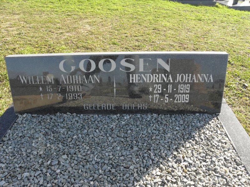 GOOSEN Willem Adriaan 1910-1993 &amp; Hendrina Johanna 1919-2009