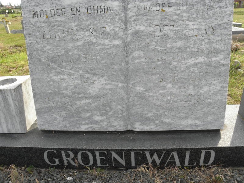 GROENEWALD J.J. 1929-1987 &amp; S.E. 1922-1987