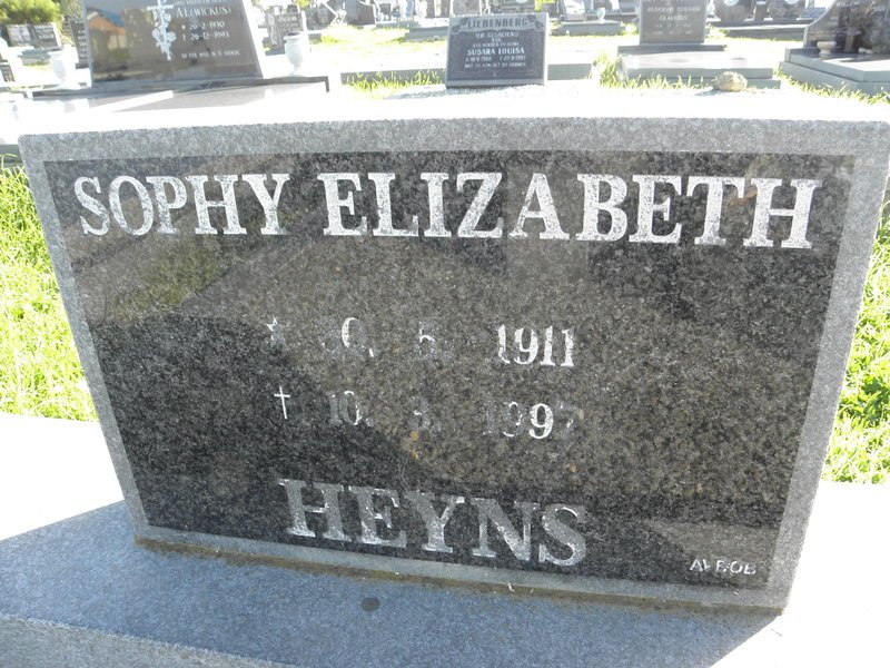 HEYNS Sophy Elizabeth 1911-1997