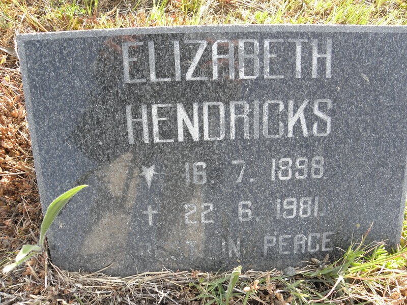 HENDRICKS Elizabeth 1898-1981