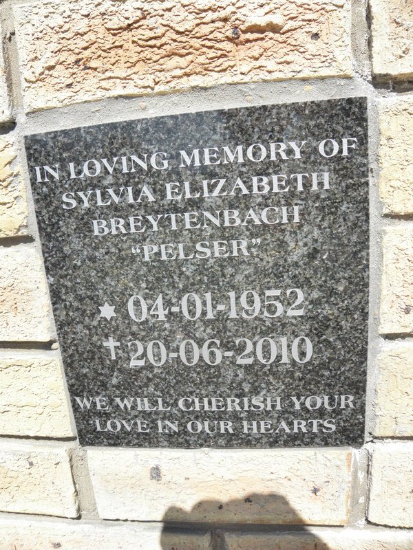 BREYTENBACH Sylvia Elizabeth nee PELSER 1952-2010
