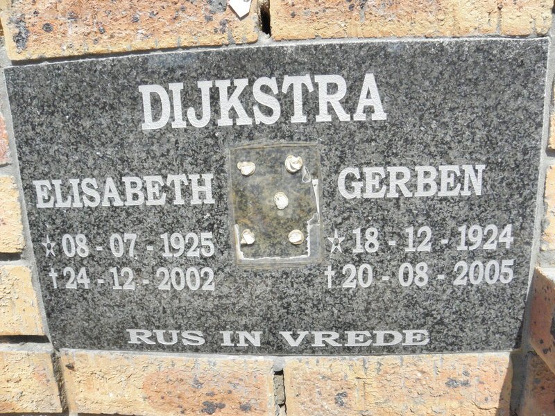 DIJKSTRA Gerben 1924-2005 &amp; Elisabeth 1925-2002