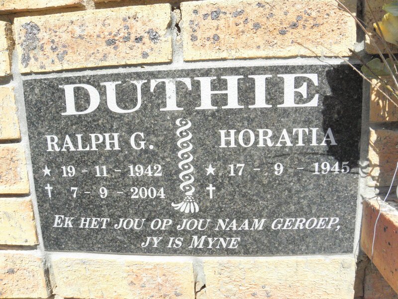 DUTHIE Ralph G. 1942-2004 &amp; Horatia 1945-