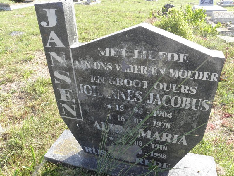JANSEN Johannes Jacobus 1904-1970 &amp; Alida Maria 1910-1998