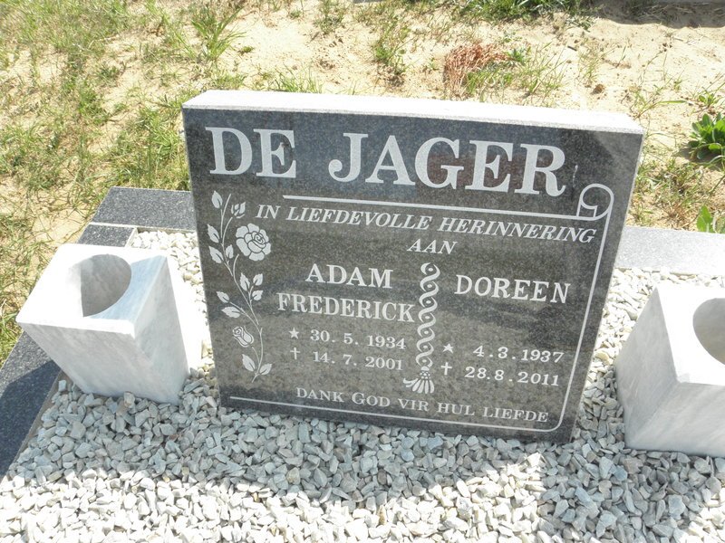 JAGER Adam Frederick, de 1934-2001 &amp; Doreen 1937-2011 