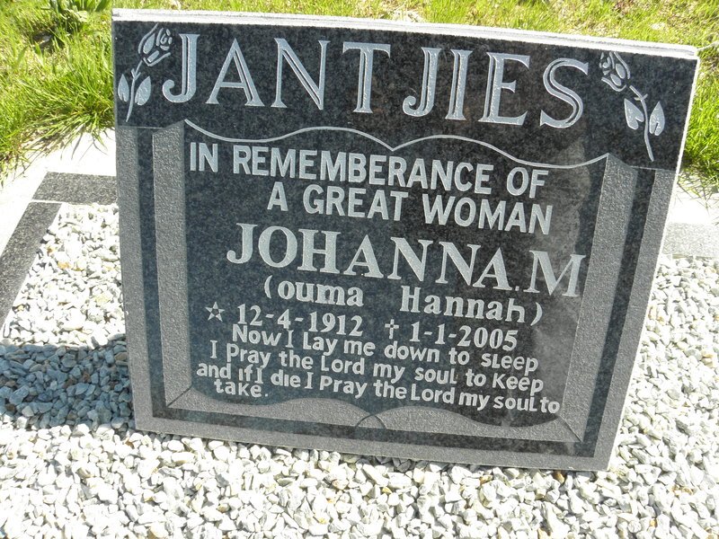 JANTJIES Johanna M. 1912-2005