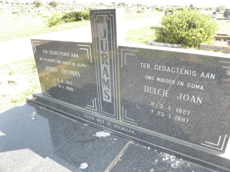 JURAMS Harry Thomas 1917-1986 &amp; Dulcie Joan 1927-1987