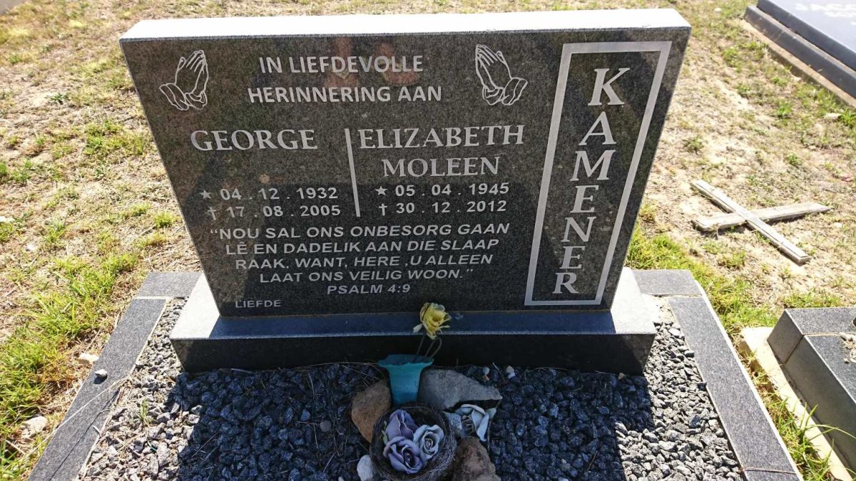 KAMENER George 1932-2005 &amp; Elizabeth Moleen 1945-2012