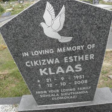 KLAAS Cikizwa Esther 1951-2008