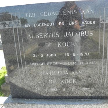 KOCK Albertus Jacobus, de 1888-1970 &amp; Mathilda Ann 1892-1983