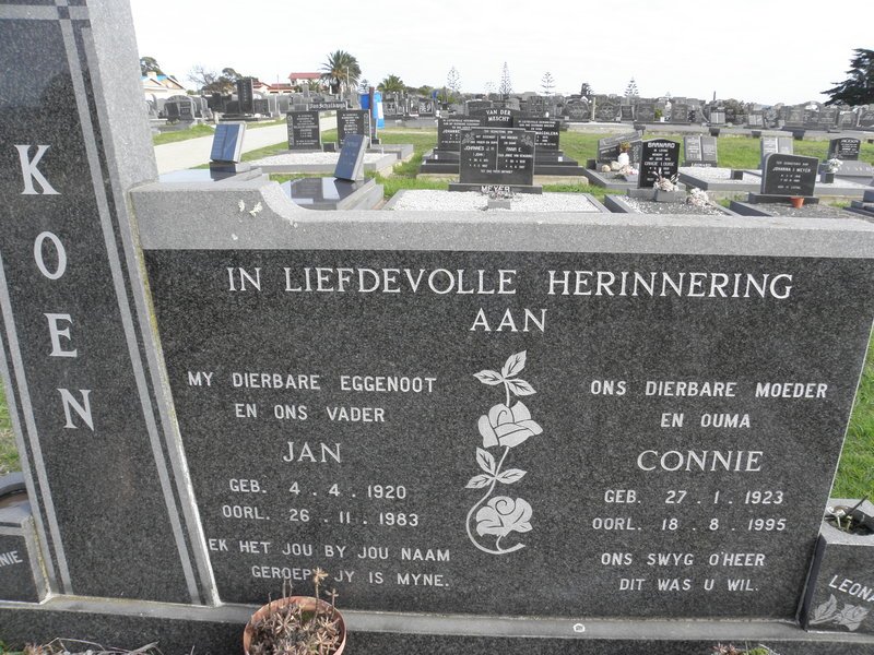 KOEN Jan 1920-1983 &amp; Connie 1923-1995