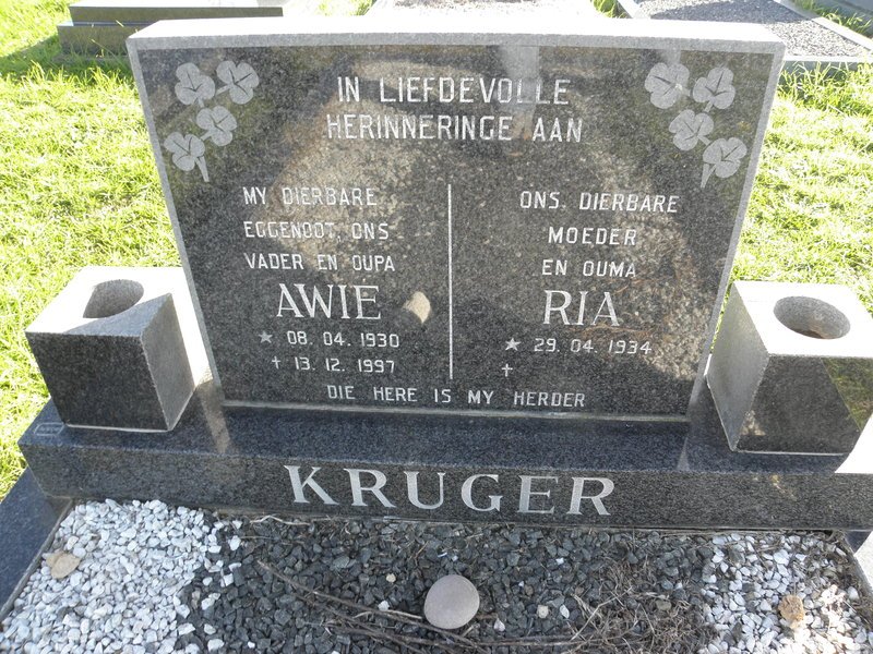 KRUGER Awie 1930-1997 &amp; Ria 1934-