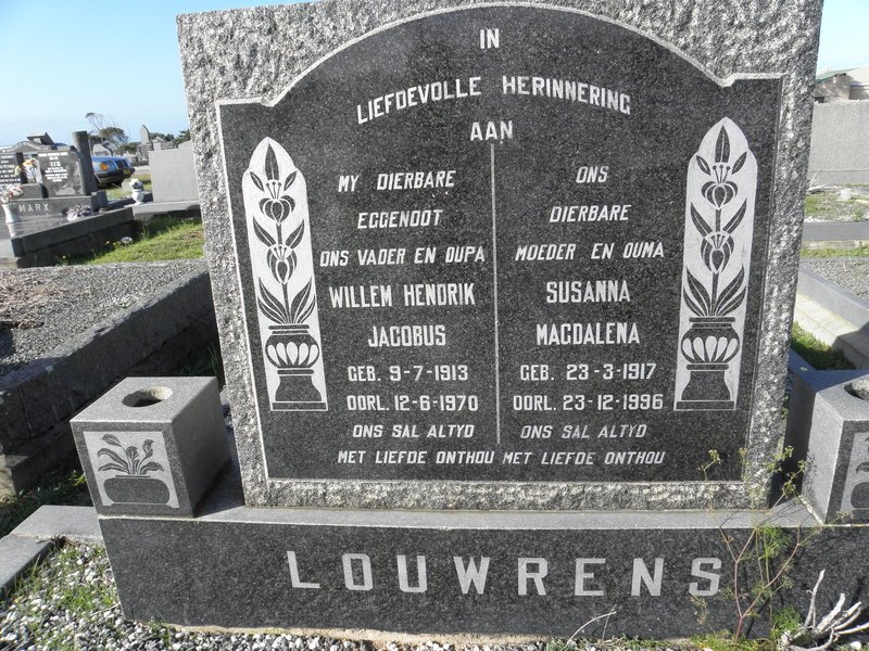LOUWRENS Willem Hendrik Jacobus 1913-1970 &amp; Susanna Magdalena 1917-1996