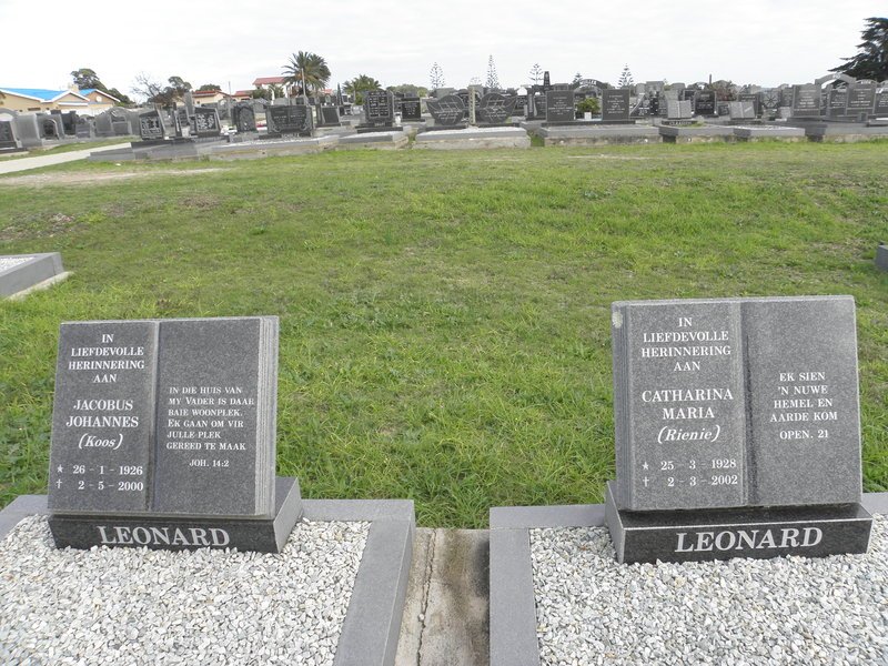 LEONARD Jacobus Johannes 1926-2000 &amp; Catharina Maria 1928-2002