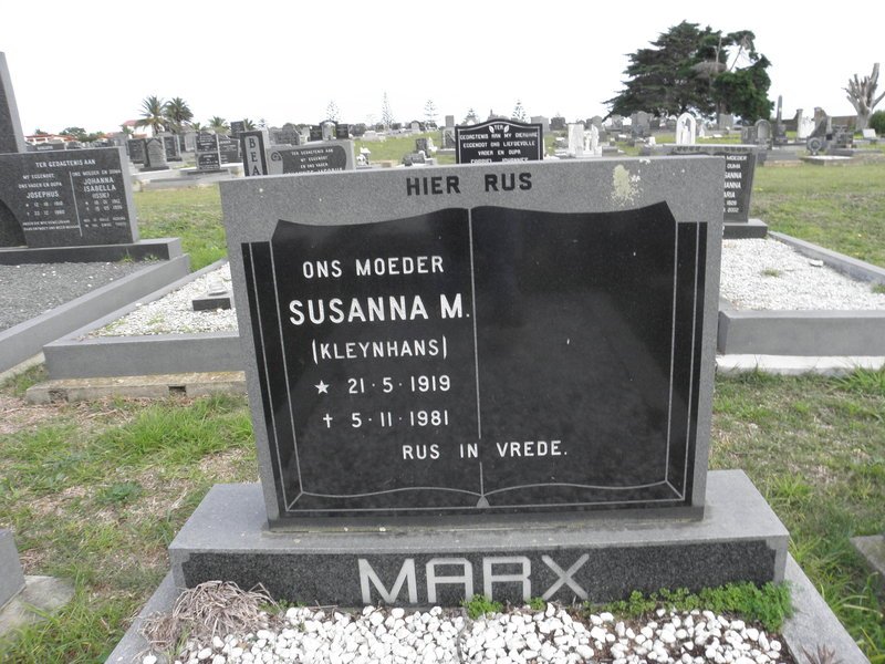 MARX Susanna M. nee KLEYNHANS 1919-1981