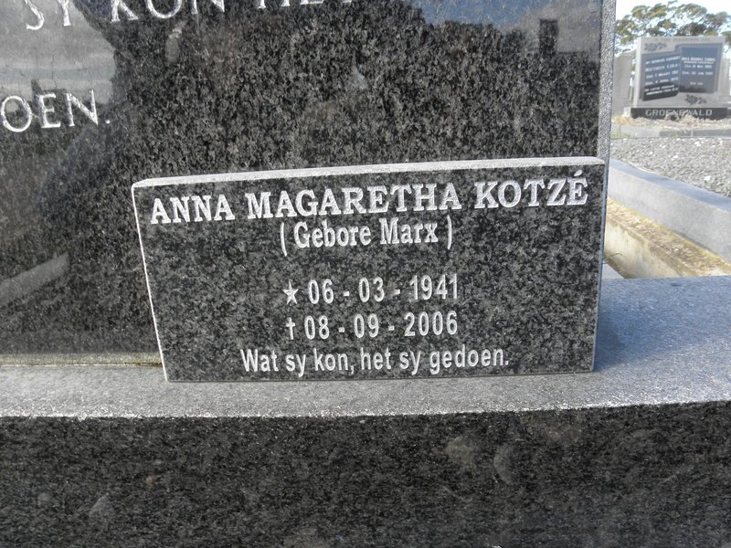 KOTZE Anna Magaretha nee MARX 1941-2006