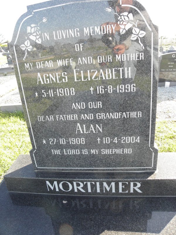MORTIMER Alan 1908-2004 &amp; Agnes Elizabeth 1908-1996