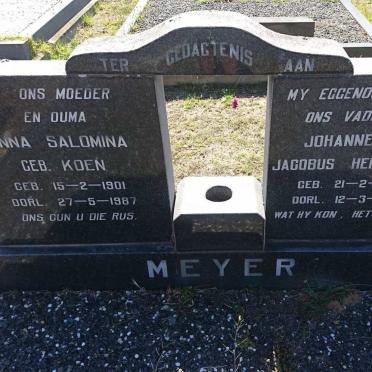 MEYER Johannes Jacobus Hercules 1897-1970 &amp; Anna Salomina KOEN 1901-1987