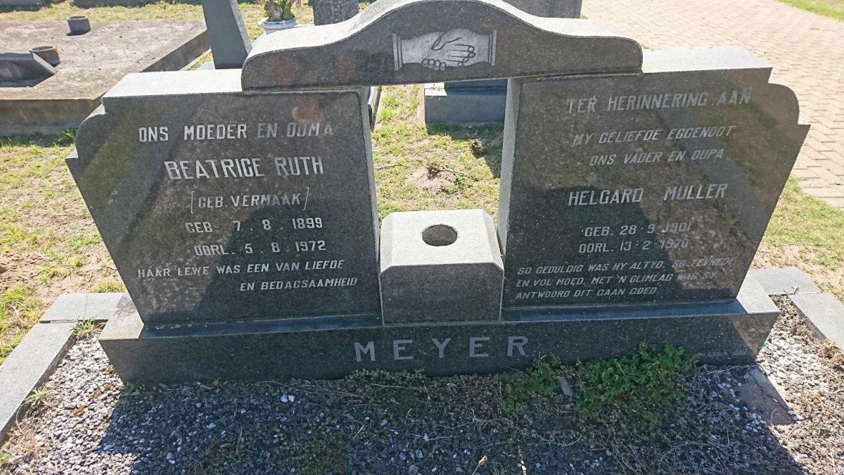 MEYER Helgard Muller 1901-1970 &amp; Beatrice Ruth VERMAAK 1899-1972