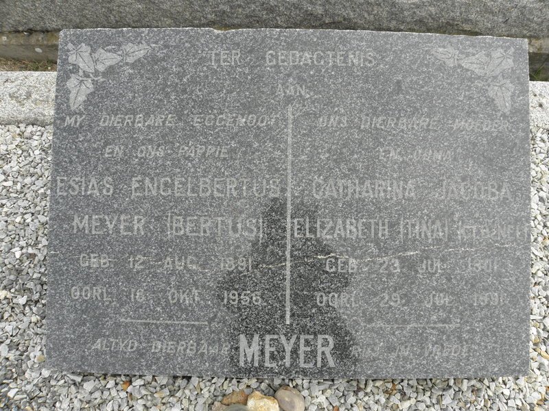 MEYER Esias Engelbertus 1891-1956 &amp; Catharina Jacoba Elizabeth NEL 1901-1991