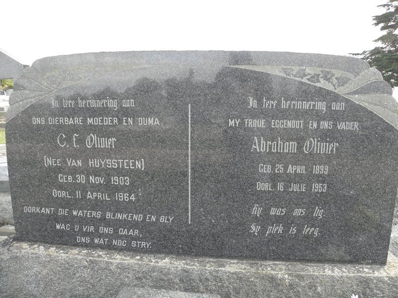 OLIVIER Abraham 1899-1953 &amp; C.F. VAN HUYSSTEEN 1903-1964