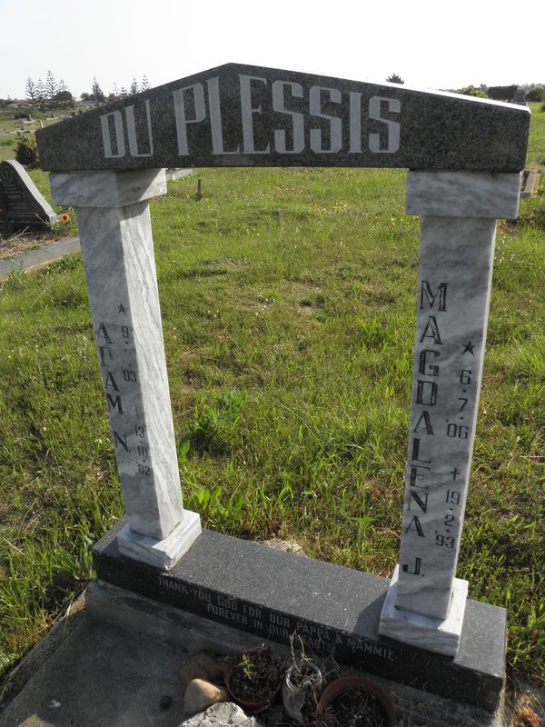 PLESSIS Adam N., du 1903-1982 &amp; Magdaliena J. 1906-1993