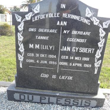 PLESSIS Jan Gysbert, du 1901-1969 &amp; M.M. 1904-1995