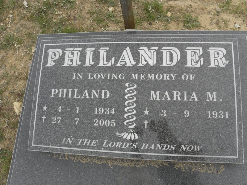 PHILANDER Philand 1934-2005 &amp; Maria M. 1931-