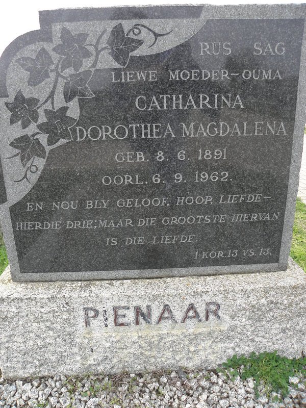 PIENAAR Catharina Dorothea Magdalena 1891-1962