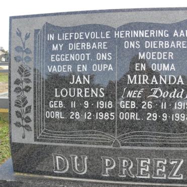 PREEZ Jan Lourens, du 1918-1985 &amp; Miranda DODD 1919-1998