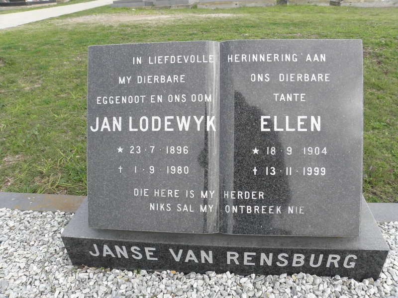 RENSBURG Jan Lodewyk, Janse van 1896-1980 &amp; Ellen 1904-1999