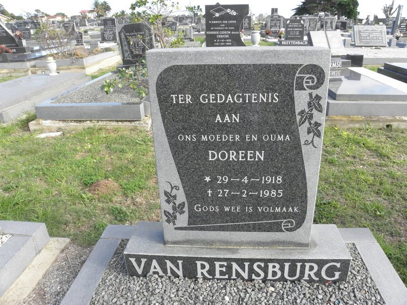 RENSBURG Doreen, van 1918-1985