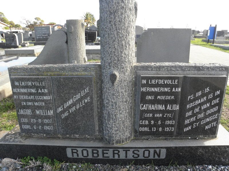 ROBERTSON Jacob William 1907-1960 &amp; Catharina Alida VAN ZYL 1903-1973