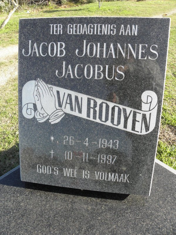 ROOYEN Jacob Johannes Jacobus, van 1943-1997