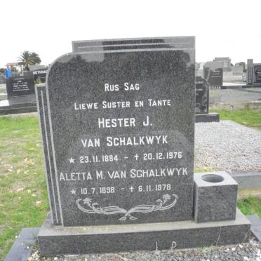 SCHALKWYK Hester J., van 1884-1976 :: VAN SCHALKWYK Aletta M. 1898-1978