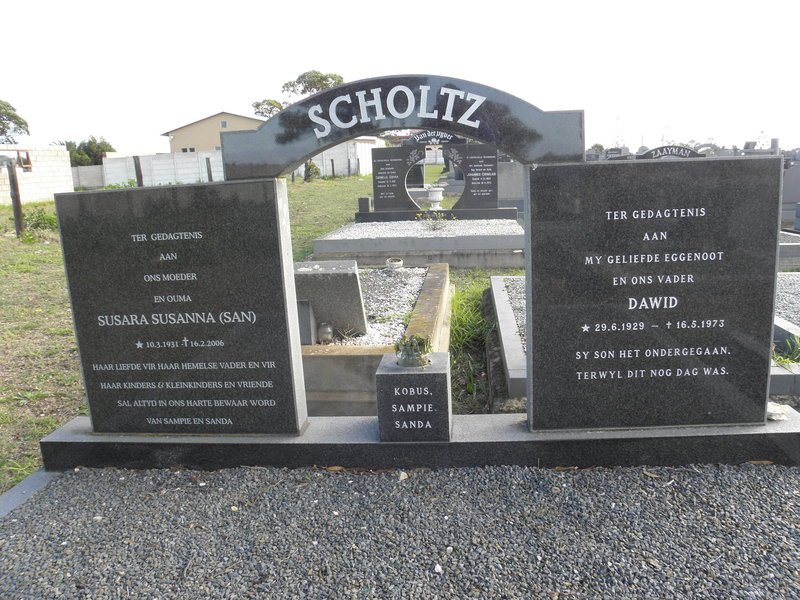 SCHOLTZ Dawid 1929-1973 &amp; Susara Susanna 1931-2006