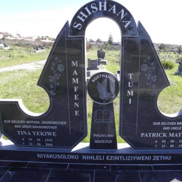SHISHANA Tina Yekiwe 1919-2006 :: SHISHANA Patrick Matiwana 1955-1999