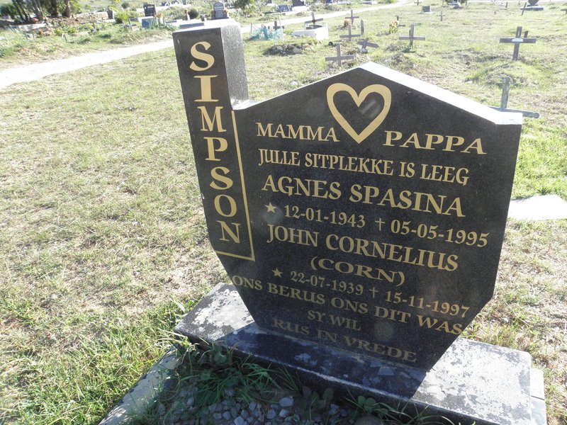 SIMPSON John Cornelius 1939-1997 &amp; Agnes Spasina 1943-1995