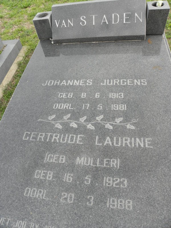 STADEN Johannes Jurgens, van 1913-1981 &amp; Gertrude Laurine MULLER 1923-1988