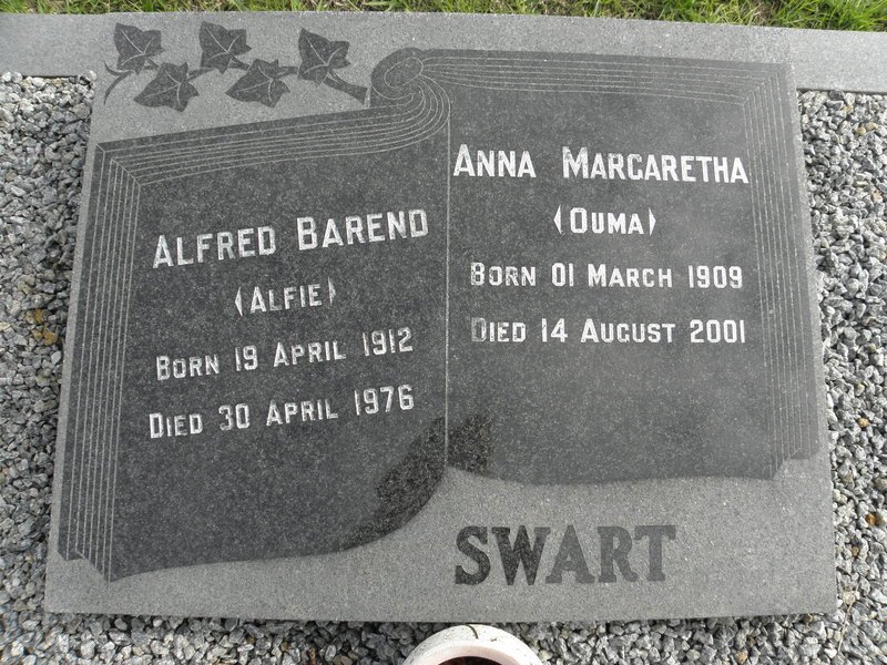SWART Alfred Barend 1912-1976 &amp; Anna Margaretha 1909-2001