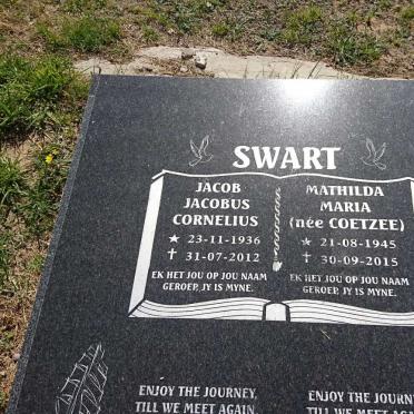 SWART Jacob Jacobus Cornelius 1936-2012 &amp; Mathilda Maria COETZEE 1945-2015