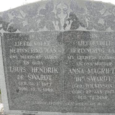 SWARDT Louis Hendrik, de 1877-1962 &amp; Anna Magrieta WILKINSON -1953