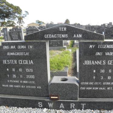 SWART Johannes Gerhardus 1922-1979 &amp; Hester Cecilia 1926-2000