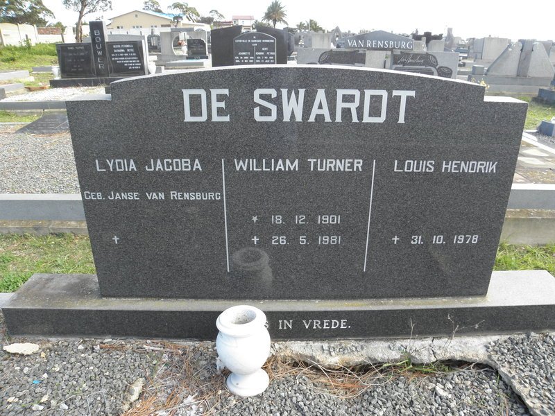 SWARDT William Turner, de 1901-1981 &amp; Lydia Jacoba JANSE VAN RENSBURG  :: DE SWARDT Louis Hendrik -1978