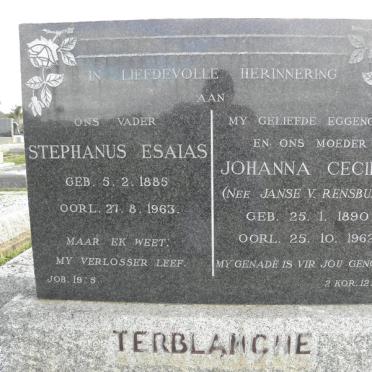 TERBLANCHE Stephanus Esaias 1885-1963 &amp; Johanna Cecilia JANSE V. RENSBURG 1890-1962