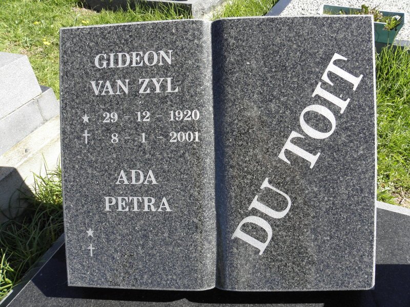 TOIT Gideon Van Zyl, du 1920-2001 &amp; Ada Petra