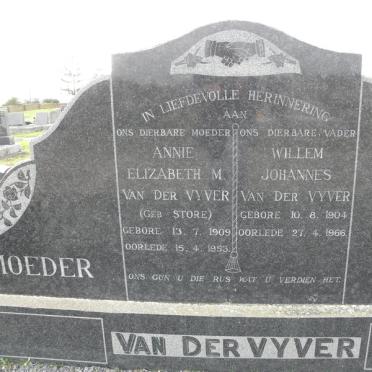 VYVER Willem Johannes, van der 1904-1966 &amp; Annie Elizabeth M. STORE 1909-1953
